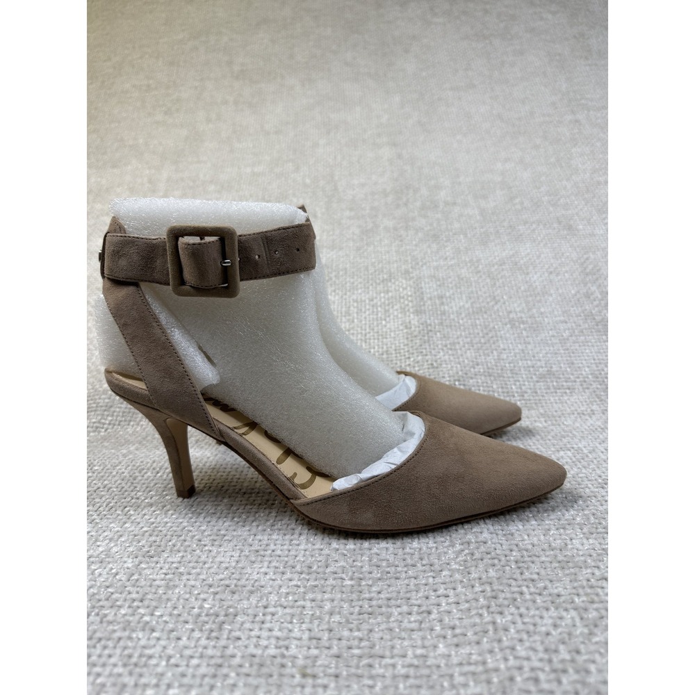 Sam Edelman Okala Oatmeal Suede Pointed Toe Ankle Strap Pumps Womens 8 M NIB